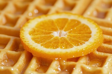 Cinnamon Waffles: Delicious Belgian Breakfast with Orange Zest Closeup