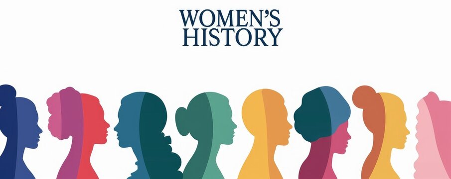 Diverse silhouettes and inspiring words to celebrate Women's History Month.
