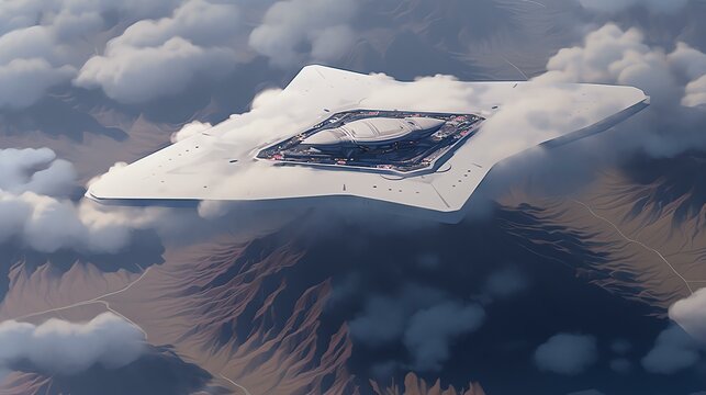 Sleek futuristic spacecraft soars above vast desert valley leaving trail white smoke its wake capturing sense adventure exploration