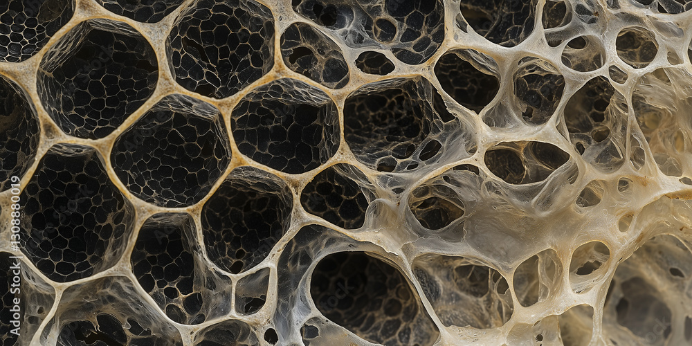 Poster Close up of honeycomb showcasing geometric pattern and intricate details