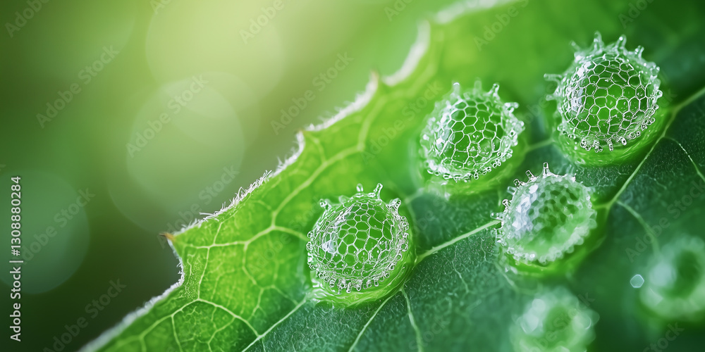 Poster Close up of leaf with detailed stomata structures, showcasing nature intricate design