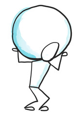 PNG man carrying burden, stickman doodle in transparent background