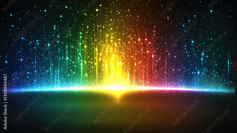 Poster a glowing pastel rainbow gradient with fine glitter texture and holographic reflections creating a m