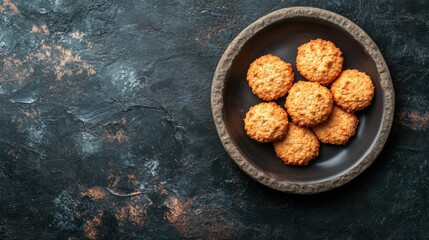 Coconut Macaroon Cookies on Stone Plate - Delicious Vegan Dessert
