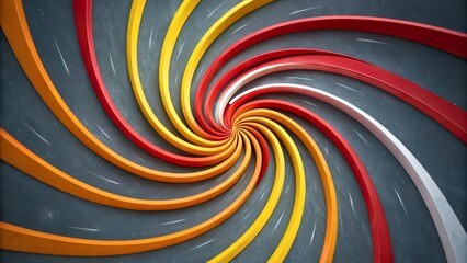 Fototapeta premium Vibrant Spiral Design with Red, Yellow, and White Colors on a Dark Background