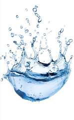 High-Speed Water Splash on White Background &ndash; Crystal Clear Droplets & Dynamic Motion  Perfect for Creative Design, Advertising, & Backgrounds