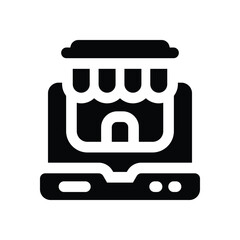 Fototapeta premium online store glyph icon. Strong and solid vector icon for websites, mobile interfaces, presentations, and visual branding. High quality and easy to edit.