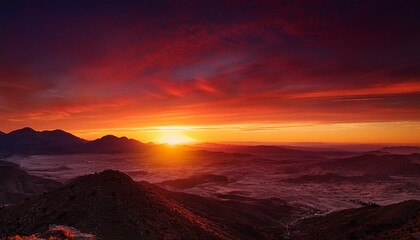 Naklejka premium A stunning gradient from sunset orange to deep red, creating an energetic and captivating transition, evoking warmth, passion, and the dynamic energy of a fiery sky at dusk. 