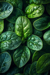 Vibrant green spinach leaves background, healthy vegetarian diet concept