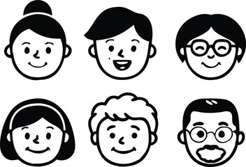 Different people faces icons. vector