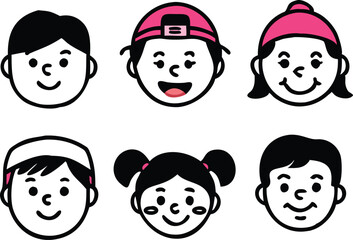 Different people faces icons. vector