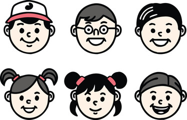 Different people faces icons. vector