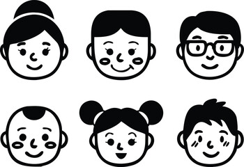 Different people faces icons. vector
