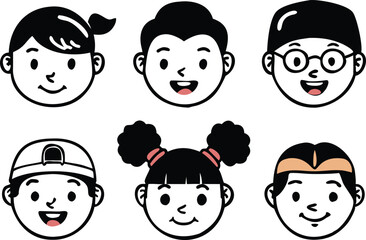 Different people faces icons. vector