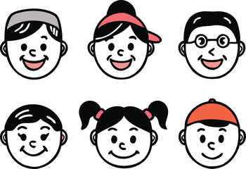 Different people faces icons. vector