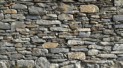 Obraz premium A rustic stone wall featuring variously sized stones, displaying natural textures and earthy colors.