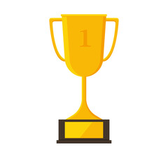 Yellow winner cup. Illustration on transparent background isolated on white background