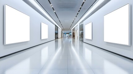 Obraz premium Modern Art Gallery Interior with Empty Frames and Bright Lighting