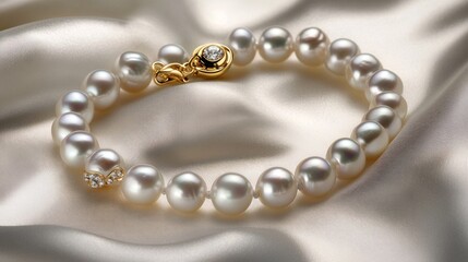 Obraz premium Elegant pearl bracelet on silk