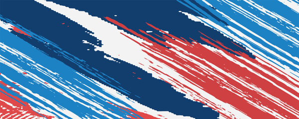Abstract blue, white and red background with grunge brush strokes. eps 10