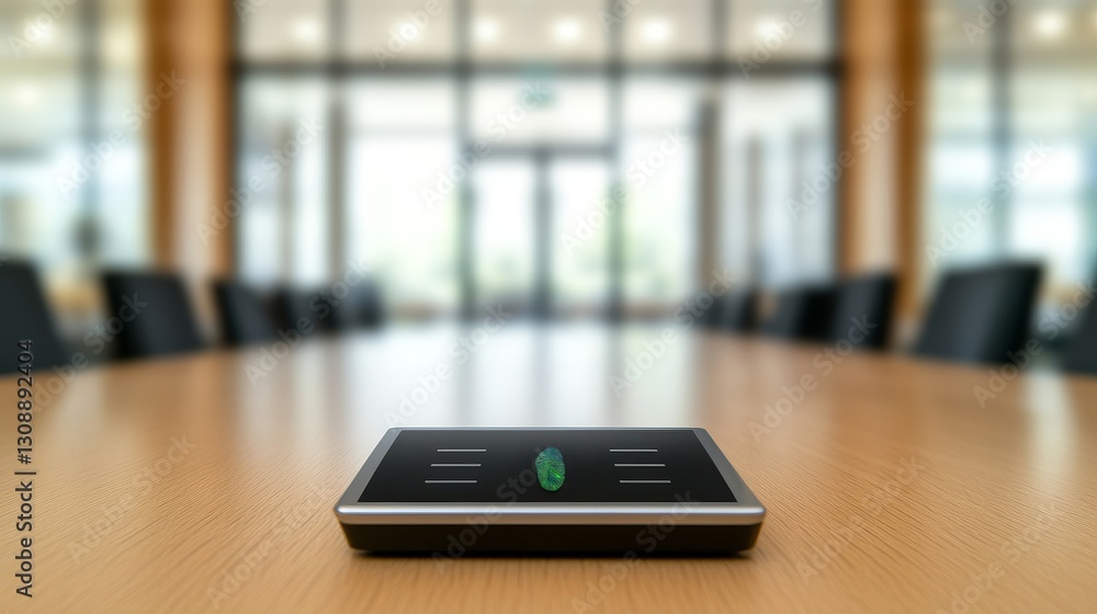 Aufkleber digital collaboration security with remote concept. wireless charging pad on a conference table in a