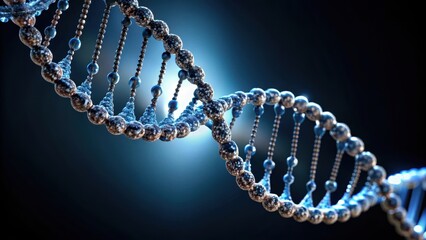 Helical structure of DNA molecule isolated against a dark background