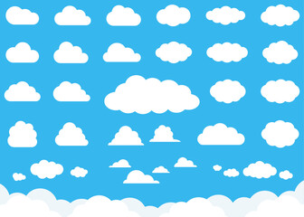 色々な形の雲のイラストセット