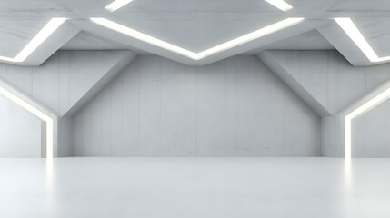 Fototapeta premium Modern Minimalist Interior with Geometric Lines and Bright Lighting