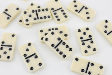 Domino tiles on white background