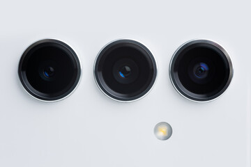 Modern smartphone camera lens, macro view. close up