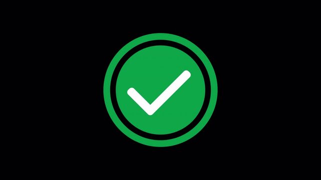 A simple, clean graphic of a green check mark icon within a double-ringed oval on a pure isolated background.