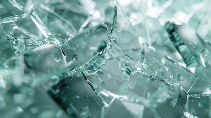 Shattered Pieces Of Clear Glass Displayed Close Up Together