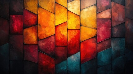 Fototapeta premium A vibrant and colorful geometric pattern in a painterly style