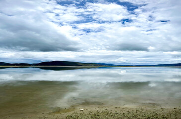 Napakhai Lake on a cloudy day, Tibetan Plateau