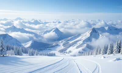 雪山上的滑雪场