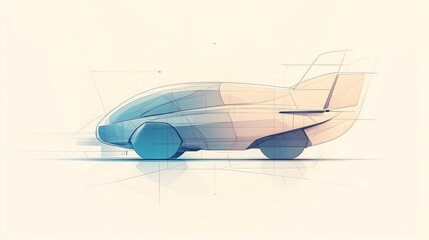 Fototapeta premium Minimalist Futuristic Vehicle Design Illustrating Eco-Friendly Transport