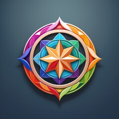 logo rond et multicolor avec étoile orange comme un bouclier en ia