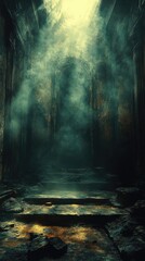 A dark and mysterious room filled with smoke