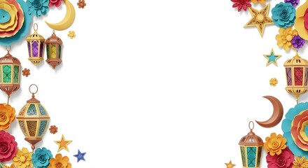 frame made of colorful beads for eid sketch