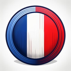 logo français et rond bleu, blanc, rouge en ia, patch