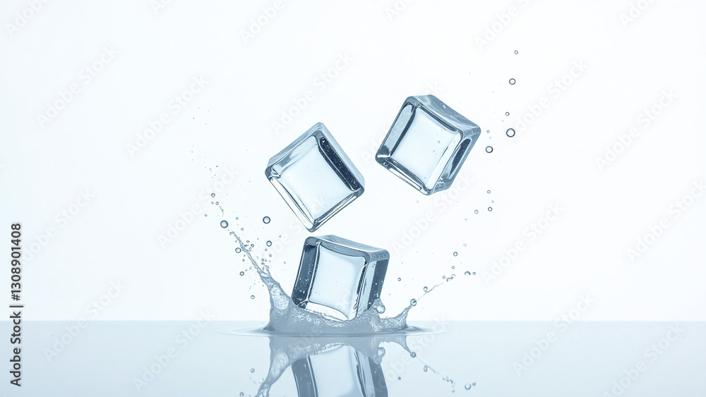 Poster ng ice cubes white background air precision speed create unique visual effect white backgroundting