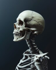A skeleton with a skull on its head, ideal for Halloween or horror-themed designs