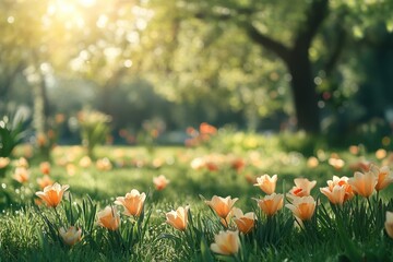 A cluster of vibrant daffodils basks in the golden sunlight, their delicate petals and sunny centers creating a beautiful springtime scene