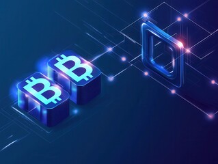 Fototapeta premium Abstract representation of blockchain technology with repeated patterns emphasizing connectivity and innovation