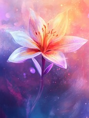A single flower placed centrally within a painted background