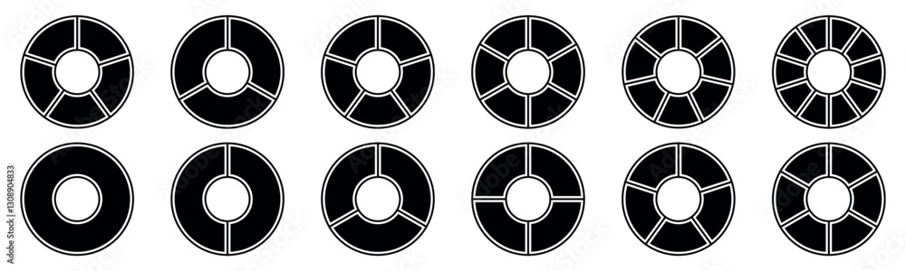 Poster pie chart, infographic element round shape. empty middle, simple flat design vector illustration.