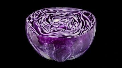 Obraz premium A purple cabbage is cut in half and placed in a bowl