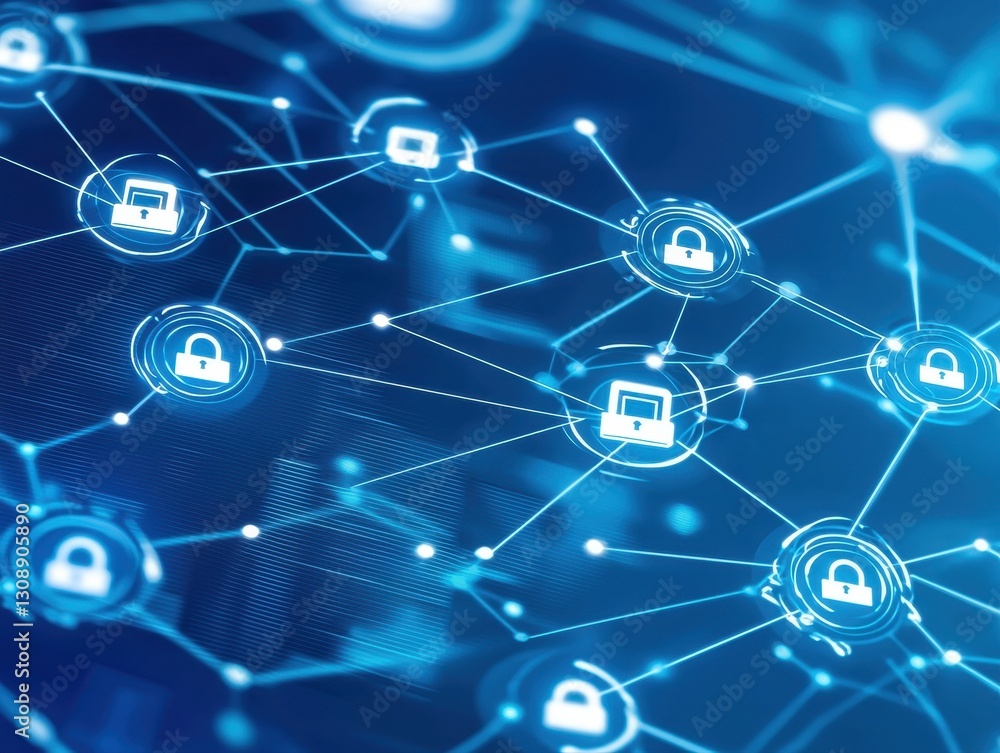 Aufkleber network of connected devices illustrating business concepts related to crypto compliance and digital