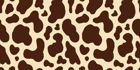 Modern abstract animal cow stained print texture design. Hand drawn vector illustration seamless pattern for backgrounds, wallpaper, textille design.