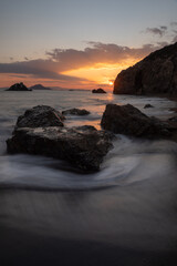 美しい夕暮れの海岸　愛知県